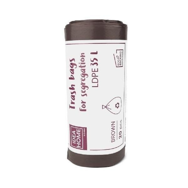 Worki na śmieci 35l brązowe 20szt, IDEA