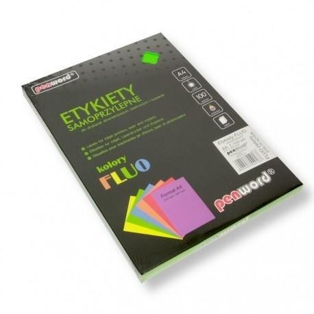 Etykiety samoprzylepne A4 fluo zielone 100ark