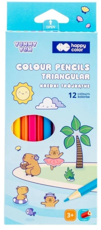 Kredki drewniane trójkątne Yummy Yum 12 kolorów