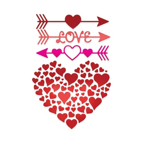 Zestaw wykrojników ażurowe serce i strzały 4szt