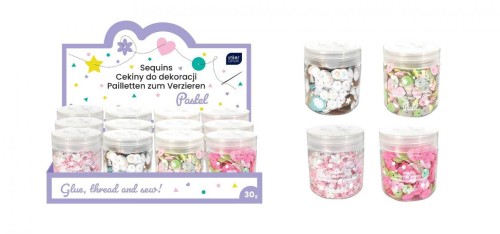Cekiny do dekoracji 30g pastel (12szt), INTERDRUK