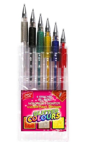 Żelopis brokatowy 6 kolorów EASY, Easy Stationery