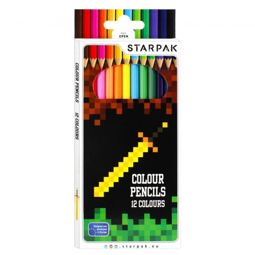 Kredki ołówkowe 12 kolorów Pixel Game, STARPAK