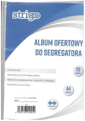 Album ofertowy A4 20 koszulek STRIGO, Strigo