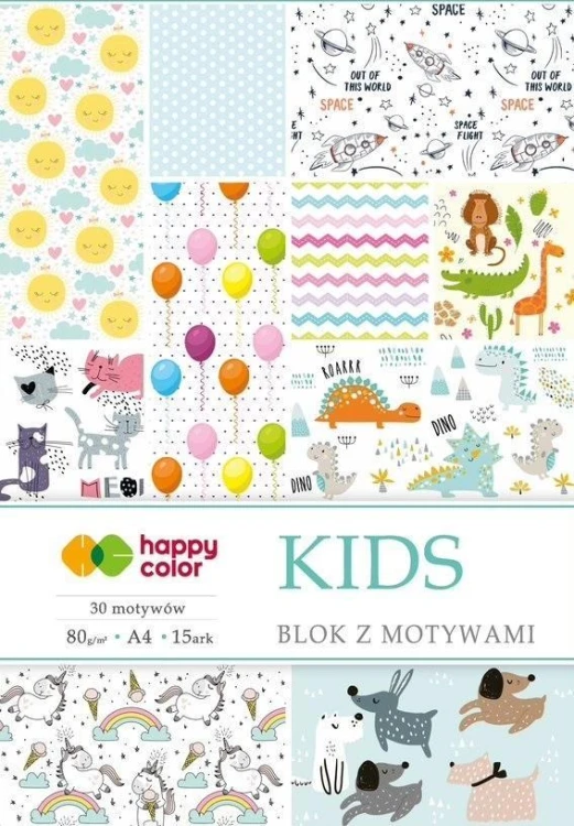 Blok z motywami Kids A4/15K 80g HAPPY COLOR, GDD