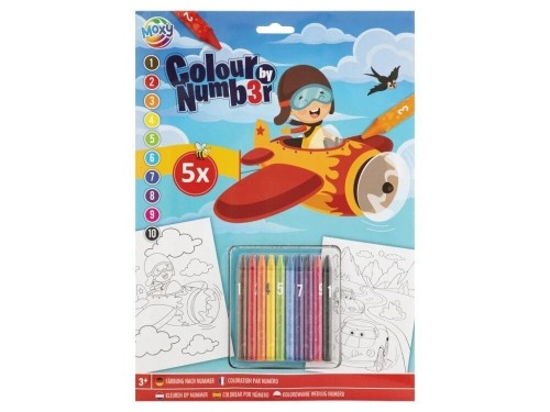 Kolorowanie po numerach A4 5ark Samolot, Grafix