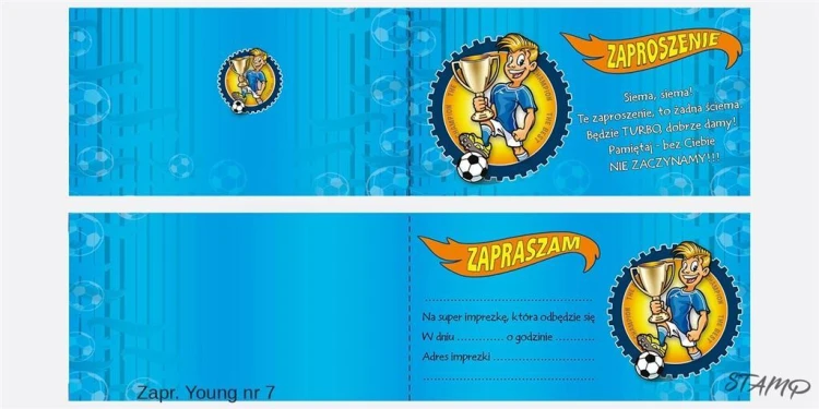 Zaproszenia Young Chłopiec wzór nr 07 10szt