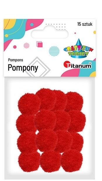 Pompony poliestrowe 18mm czerwone 15szt, Titanum