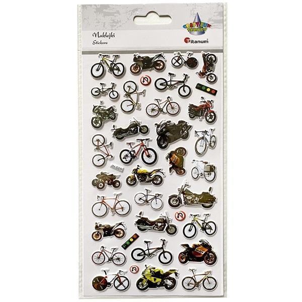 Naklejki wypukłe motocykle, rowery 36szt, Titanum