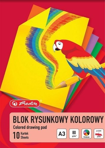 Blok rysunkowy A3/10K kolorowy 80g (10szt) HERLITZ