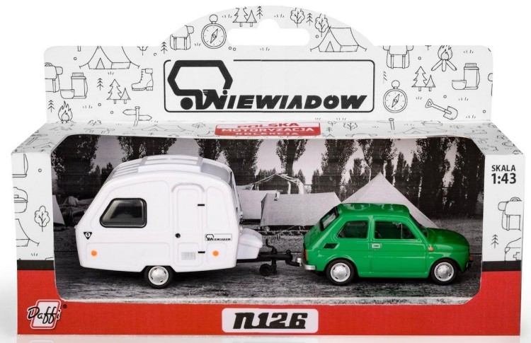 Fiat 126p + przyczepa Niewiadów Kemping zielony