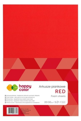 Arkusze piankowe A4 5szt czerwone HAPPY COLOR, GDD
