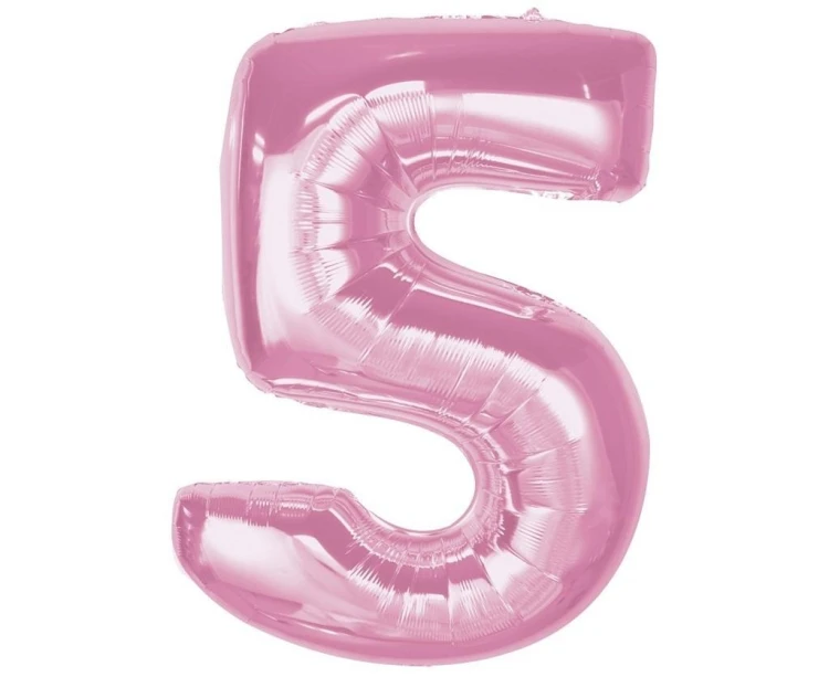 Balon foliowy cyfra 5 jasnoróżowa Smart 92cm