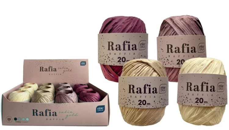 Rafia na spulce 20m Satin Gold (12szt), INTERDRUK