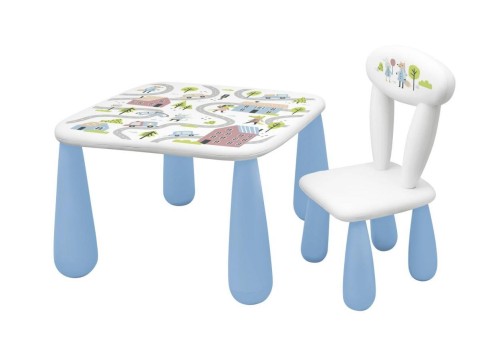 Stolik + krzesełko Luna Town biały, niebieski