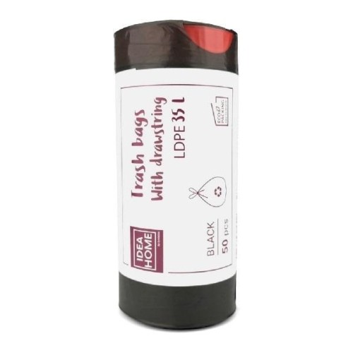 Worki z taśmą ściągającą 35l czarne 50szt, IDEA