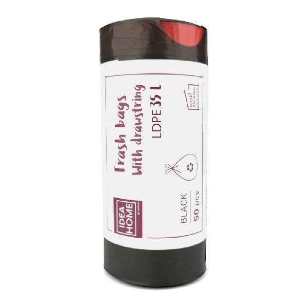 Worki z taśmą ściągającą 35l czarne 50szt, IDEA