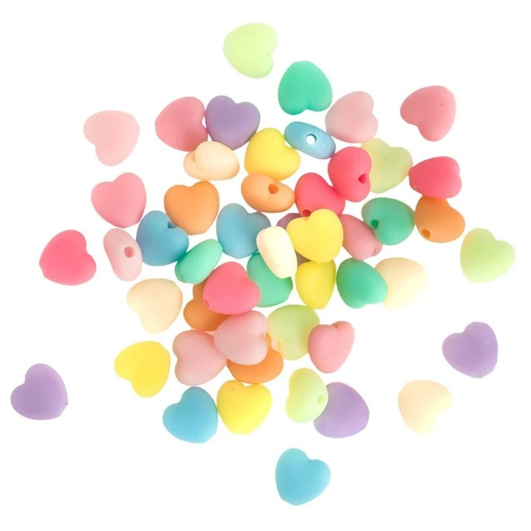 Koraliki akrylowe macaron hearts 50szt