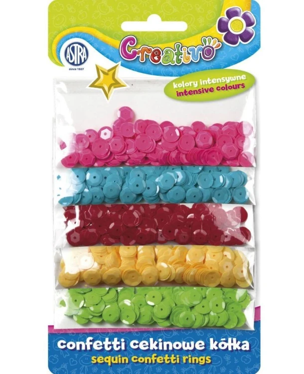 Confetti cekiny kółka 5 kolorów ASTRA