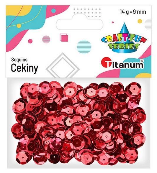 Cekiny 9mm okrągłe metaliczne czerwone, Titanum