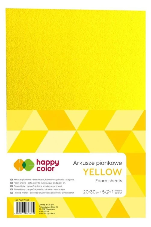 Arkusze piankowe A4 5szt żółte HAPPY COLOR, GDD