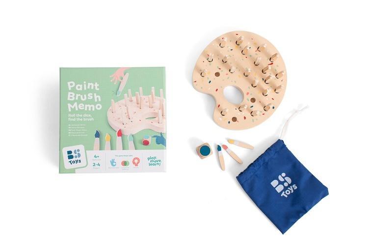Drewniana gra pamięciowa Kolorowe pędzle, BS Toys