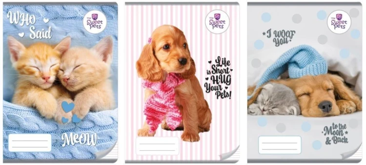 Zeszyt A4/32K kolor 3-linie The sweet pets (10szt)