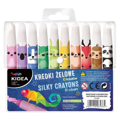 Kredki żelowe 10 kolorów KIDEA, DERFORM
