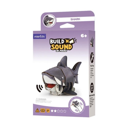 Puzzle 3D. Buduj i słuchaj - Rekin, mierEdu