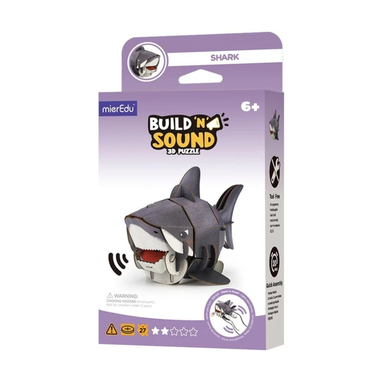 Puzzle 3D. Buduj i słuchaj - Rekin, mierEdu