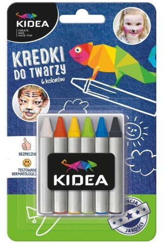 Kredki do twarzy 6 kolorów x 2,5g KIDEA, DERFORM