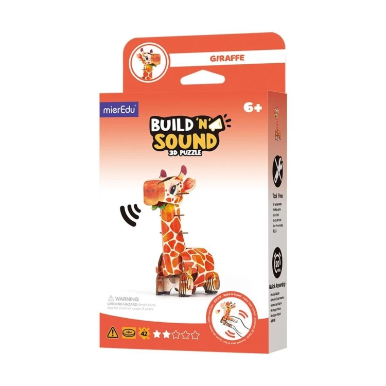 Puzzle 3D. Buduj i słuchaj - Żyrafa, mierEdu