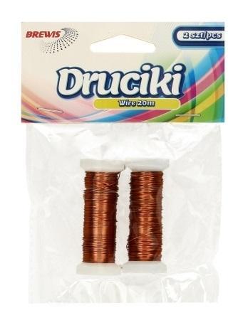 Druciki florystyczne 20m 2szt miedziane, Brewis