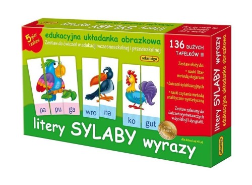 Litery sylaby wyrazy. Układanka edukacyjna
