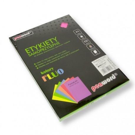 Etykiety samoprzylepne A4 fluo różowe 100ark