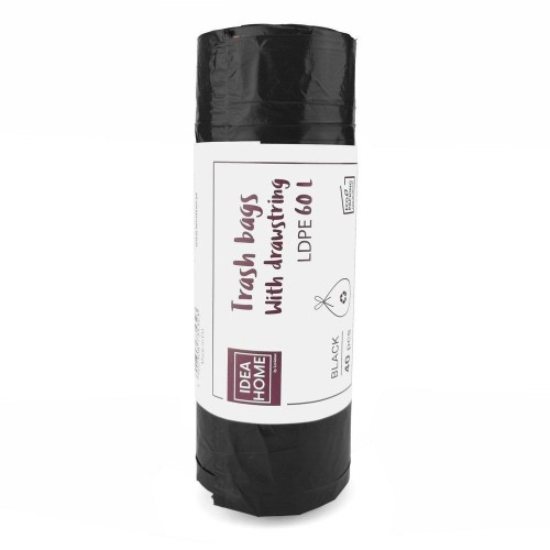 Worki z taśmą ściągającą 60l czarne 40szt, IDEA