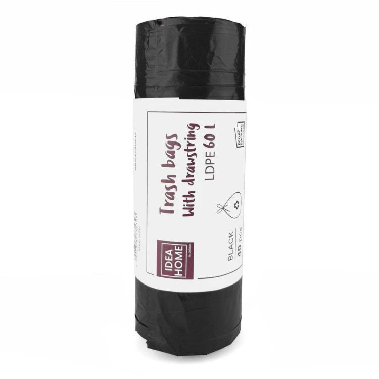 Worki z taśmą ściągającą 60l czarne 40szt, IDEA