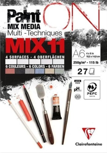 Blok A6 papierów mix11 250g 27ark, Clairefontaine