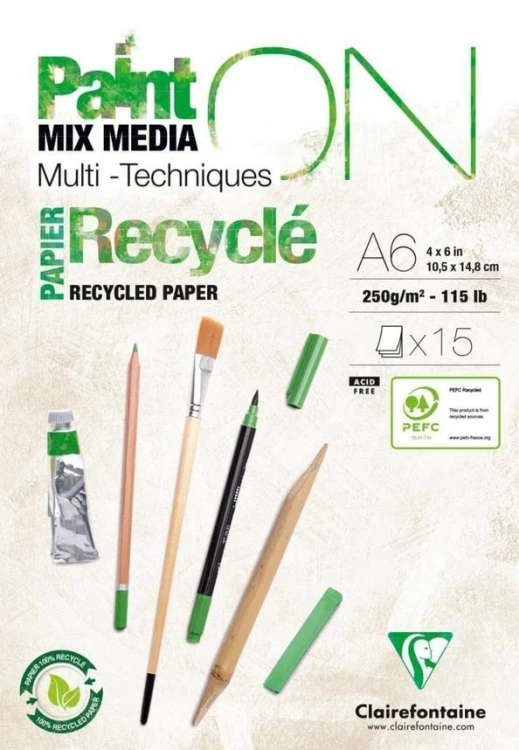 Blok A6 papier z recyklingu 250g 15ark