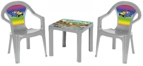 Stolik i dwa krzesła pastel szary