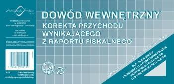 Dowód wewnętrzny Korekta przychodu... V-75