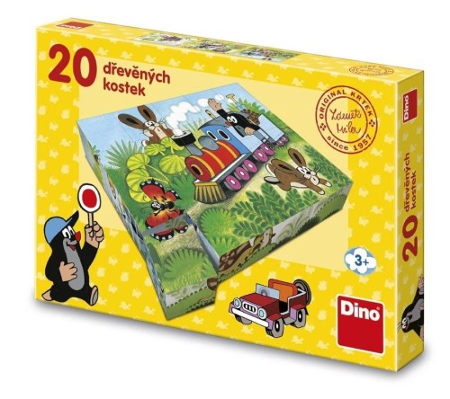 Klocki obrazkowe drewniane Krecik Pojazdy 20el