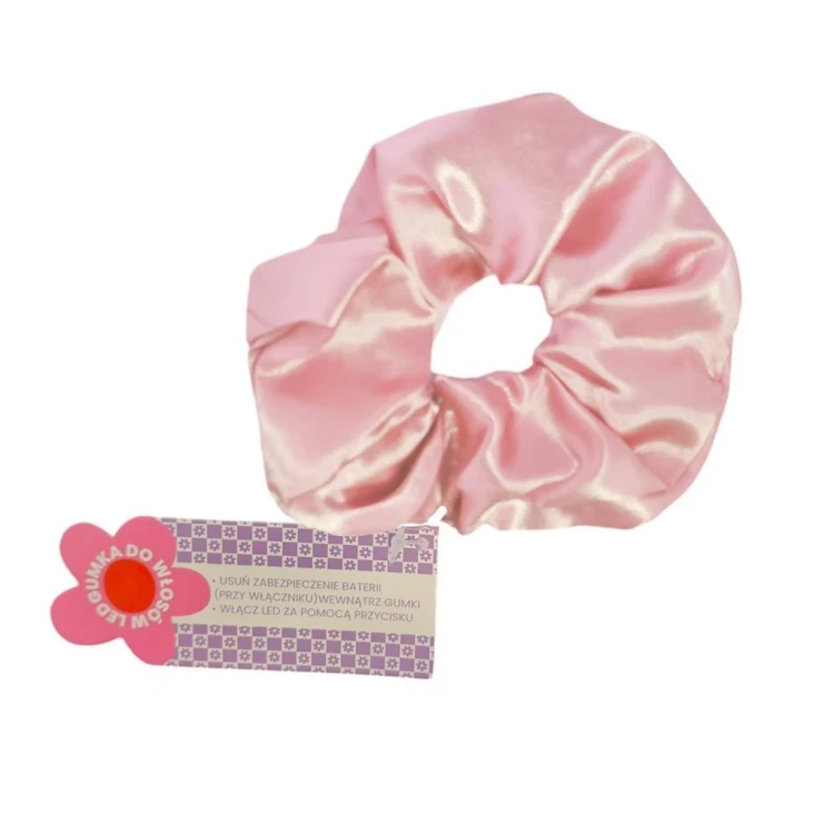 Gumka scrunchie do włosów led różowa, MCD
