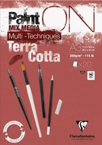 Blok A3 papier w kolorze terakoty 250g 20ark