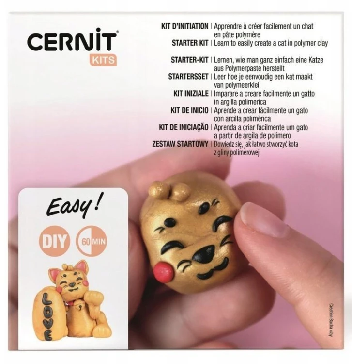 Kot Szczęścia DIY glinka polimer, Cernit