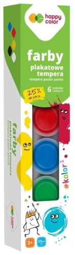 Farba plakatowa tempera 6kolx25ml HAPPY COLOR, GDD