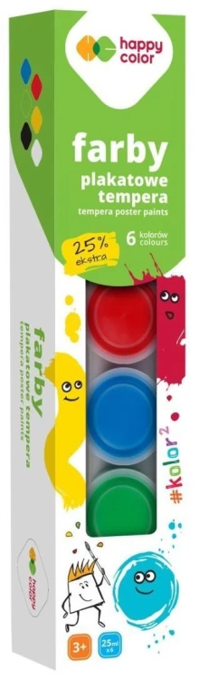 Farba plakatowa tempera 6kolx25ml HAPPY COLOR, GDD