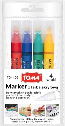 Marker akrylowy okrągła końcówka 2,5mm 4kol, TOMA
