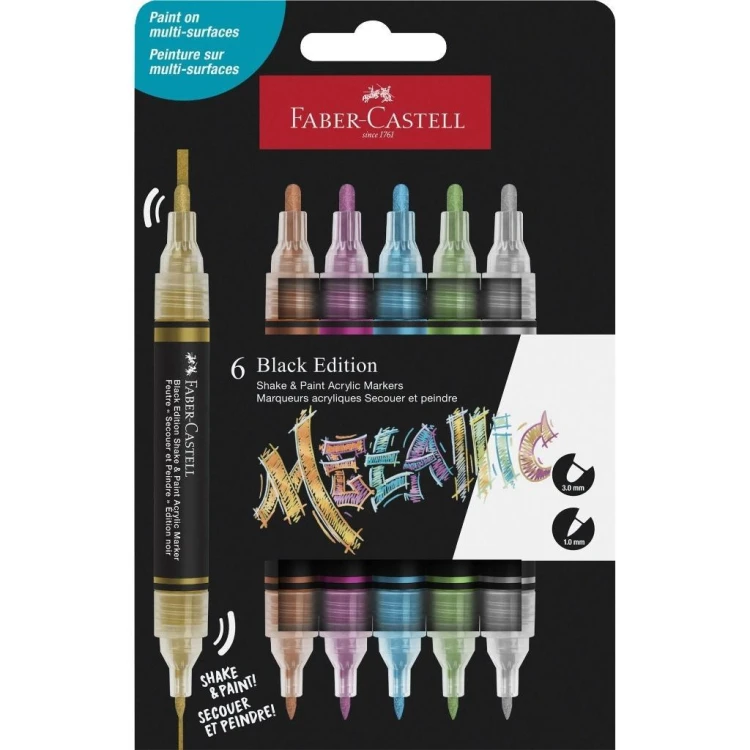 Marker akrylowy Black Edition 6kol FABER-CASTELL