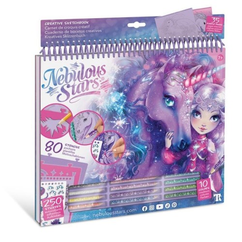 Szkicownik z kredkami i naklejkami konie